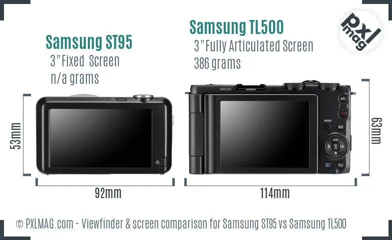 Samsung ST95 vs Samsung TL500 Screen and Viewfinder comparison