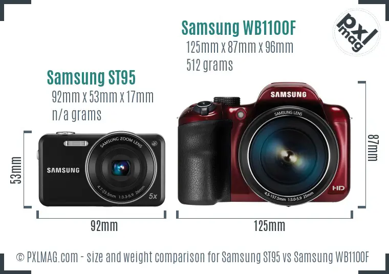 Samsung ST95 vs Samsung WB1100F size comparison