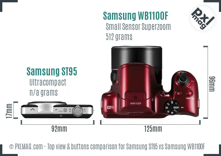 Samsung ST95 vs Samsung WB1100F top view buttons comparison