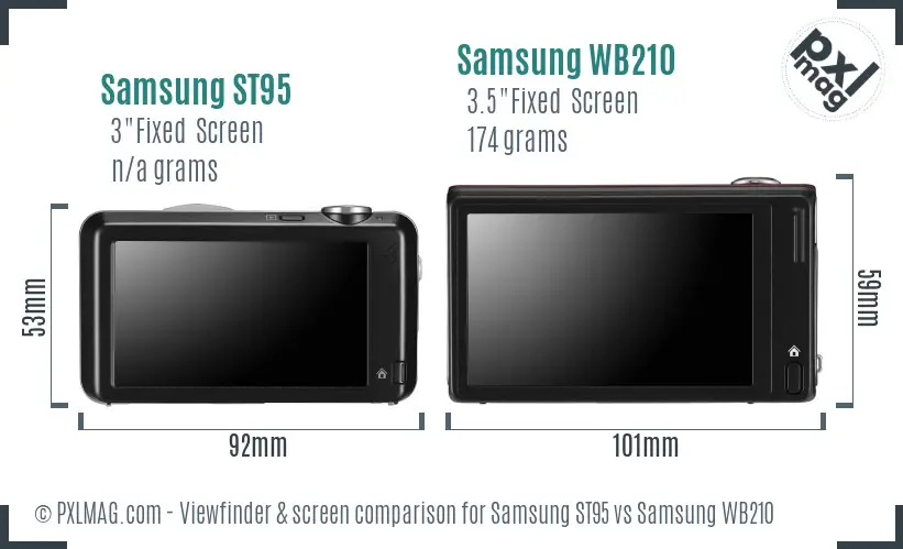 Samsung ST95 vs Samsung WB210 Screen and Viewfinder comparison
