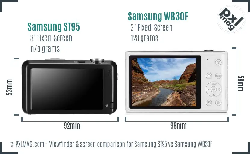 Samsung ST95 vs Samsung WB30F Screen and Viewfinder comparison