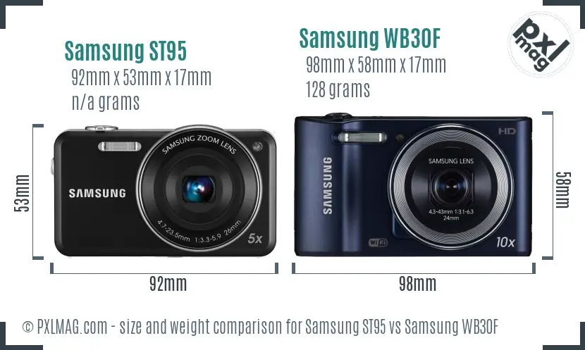 Samsung ST95 vs Samsung WB30F size comparison