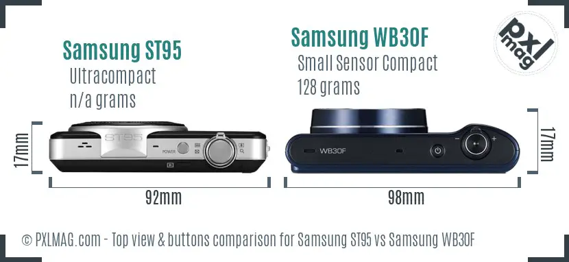 Samsung ST95 vs Samsung WB30F top view buttons comparison