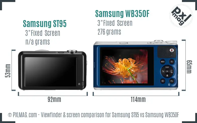 Samsung ST95 vs Samsung WB350F Screen and Viewfinder comparison