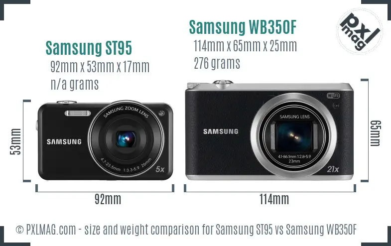 Samsung ST95 vs Samsung WB350F size comparison