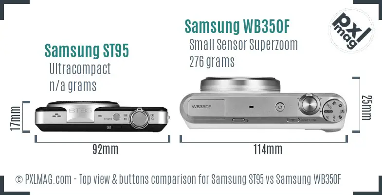 Samsung ST95 vs Samsung WB350F top view buttons comparison