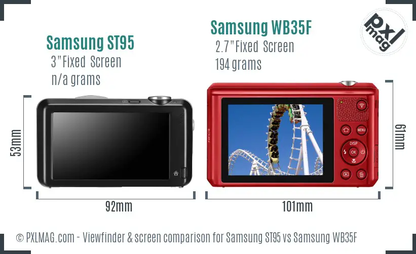 Samsung ST95 vs Samsung WB35F Screen and Viewfinder comparison