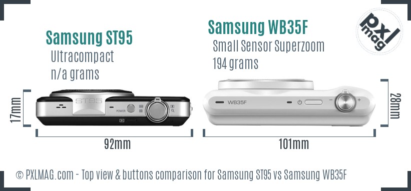 Samsung ST95 vs Samsung WB35F top view buttons comparison