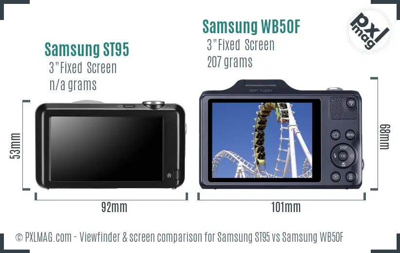 Samsung ST95 vs Samsung WB50F Screen and Viewfinder comparison