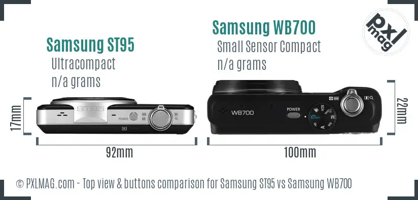 Samsung ST95 vs Samsung WB700 top view buttons comparison