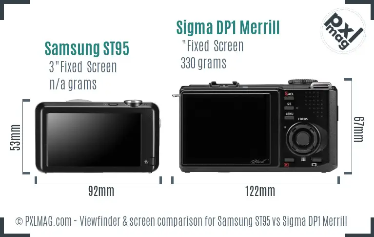 Samsung ST95 vs Sigma DP1 Merrill Screen and Viewfinder comparison