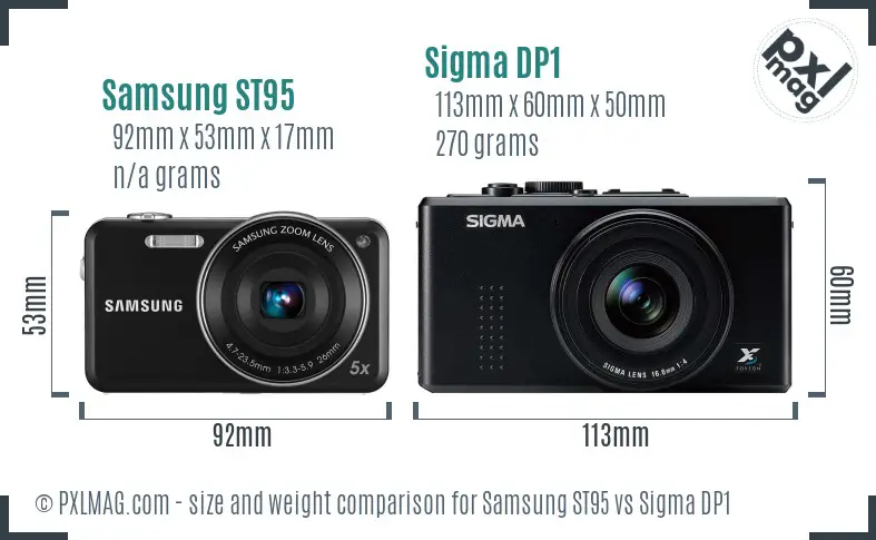 Samsung ST95 vs Sigma DP1 size comparison