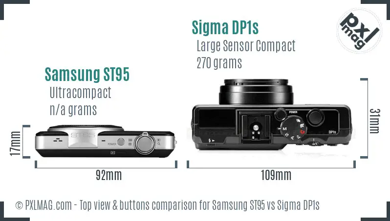 Samsung ST95 vs Sigma DP1s top view buttons comparison