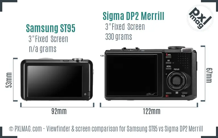 Samsung ST95 vs Sigma DP2 Merrill Screen and Viewfinder comparison