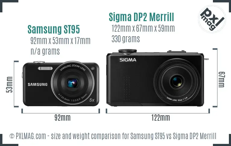 Samsung ST95 vs Sigma DP2 Merrill size comparison