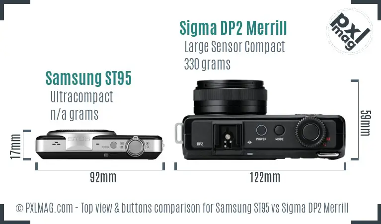 Samsung ST95 vs Sigma DP2 Merrill top view buttons comparison