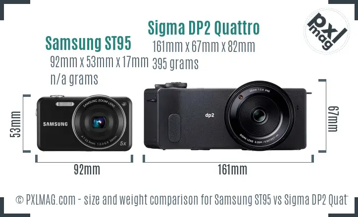 Samsung ST95 vs Sigma DP2 Quattro size comparison