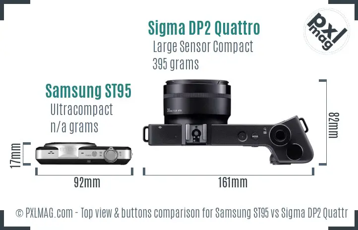 Samsung ST95 vs Sigma DP2 Quattro top view buttons comparison