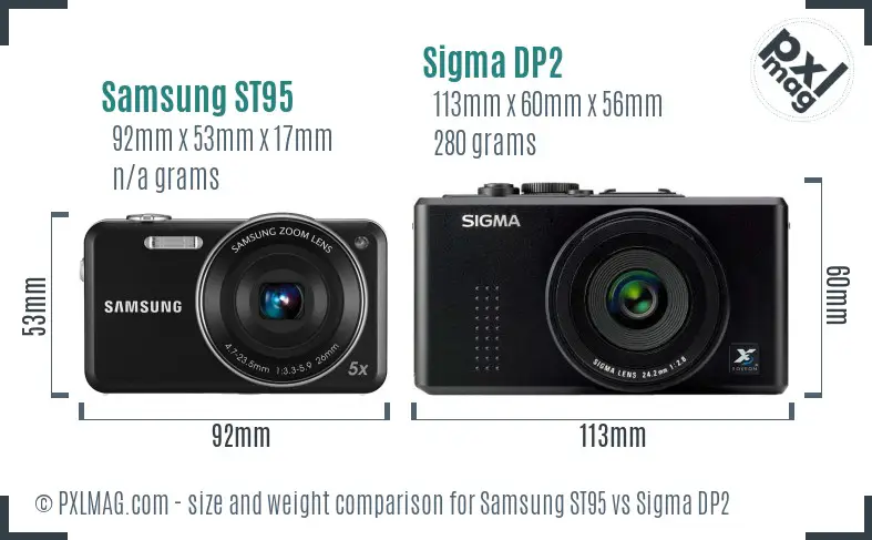 Samsung ST95 vs Sigma DP2 size comparison