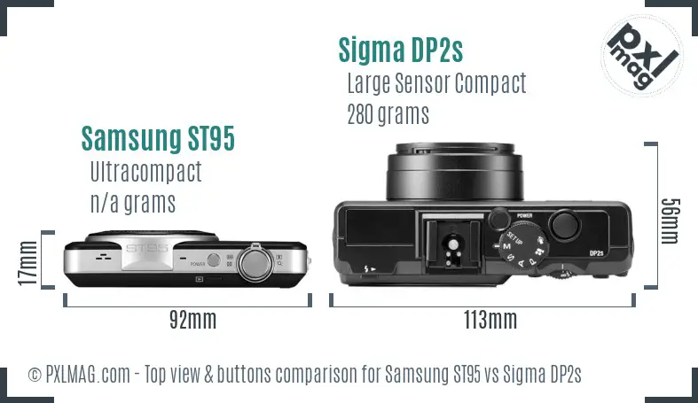 Samsung ST95 vs Sigma DP2s top view buttons comparison Samsung ST95 vs Sigma DP2s top view buttons comparison