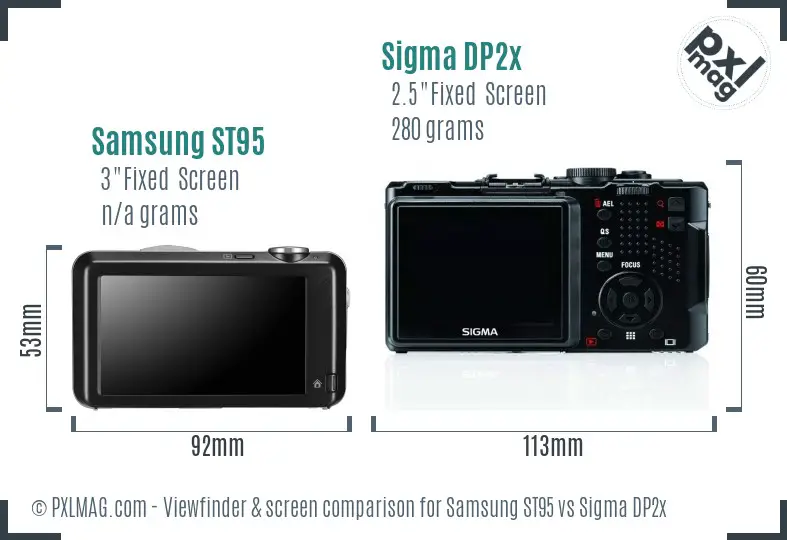 Samsung ST95 vs Sigma DP2x Screen and Viewfinder comparison