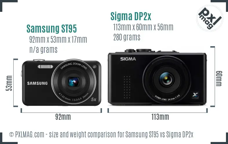 Samsung ST95 vs Sigma DP2x size comparison