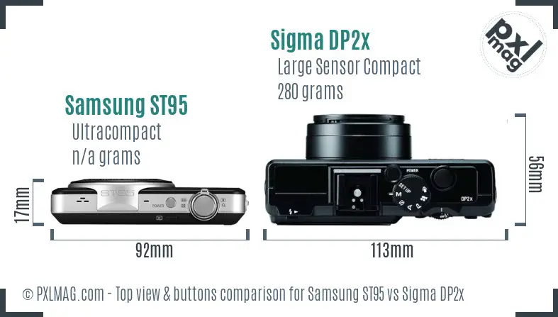 Samsung ST95 vs Sigma DP2x top view buttons comparison