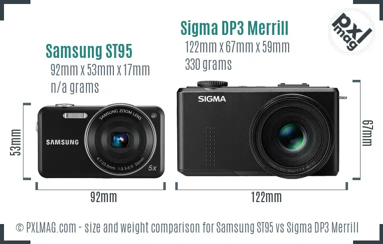 Samsung ST95 vs Sigma DP3 Merrill size comparison