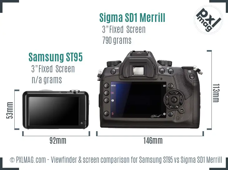 Samsung ST95 vs Sigma SD1 Merrill Screen and Viewfinder comparison