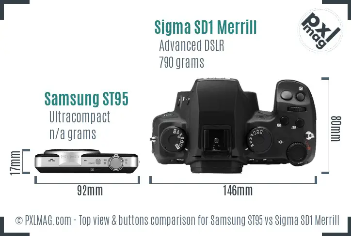 Samsung ST95 vs Sigma SD1 Merrill top view buttons comparison