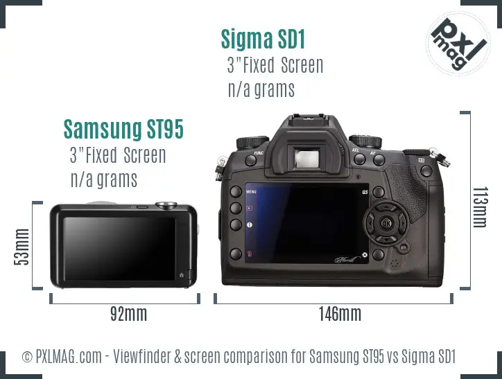 Samsung ST95 vs Sigma SD1 Screen and Viewfinder comparison