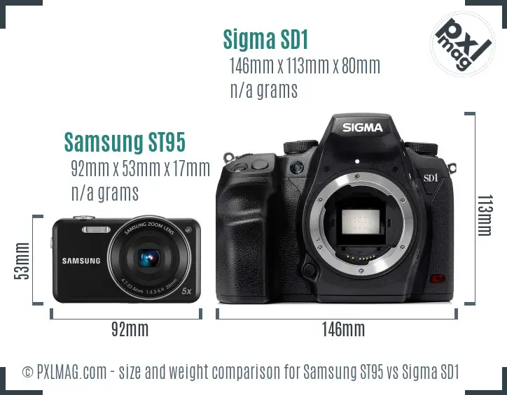 Samsung ST95 vs Sigma SD1 size comparison