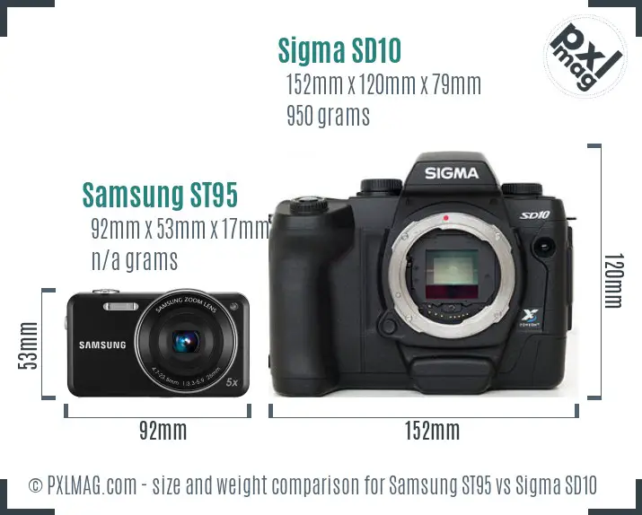 Samsung ST95 vs Sigma SD10 size comparison