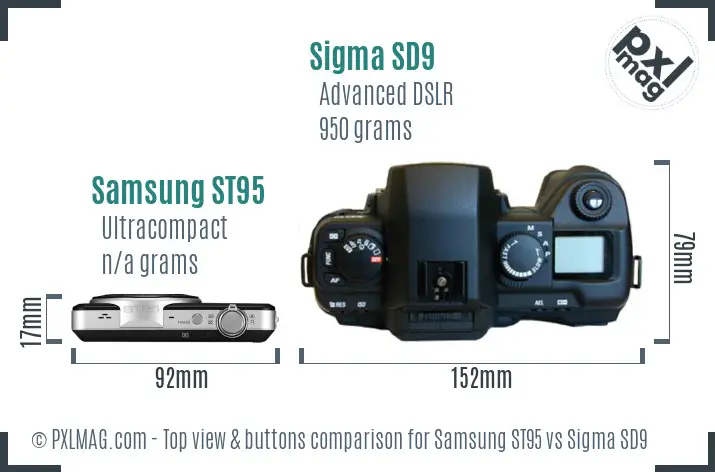 Samsung ST95 vs Sigma SD9 top view buttons comparison