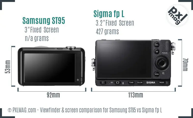 Samsung ST95 vs Sigma fp L Screen and Viewfinder comparison