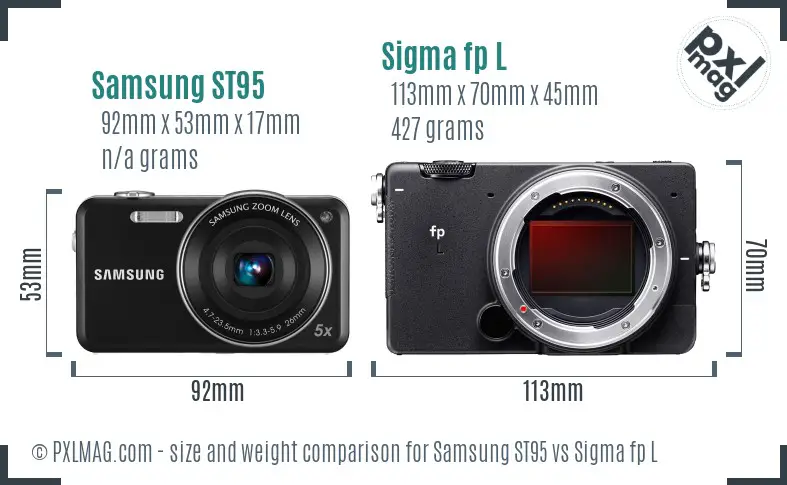 Samsung ST95 vs Sigma fp L size comparison