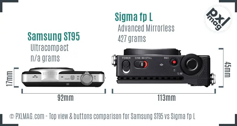 Samsung ST95 vs Sigma fp L top view buttons comparison