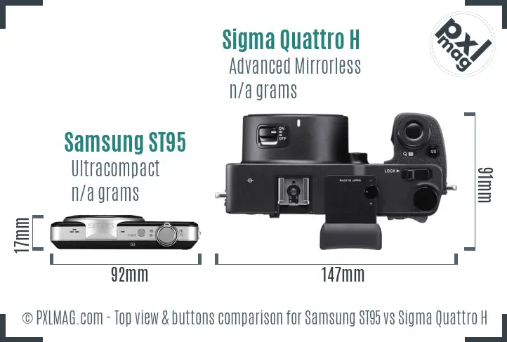 Samsung ST95 vs Sigma Quattro H top view buttons comparison Samsung ST95 vs Sigma Quattro H top view buttons comparison