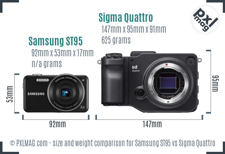 Samsung ST95 vs Sigma Quattro size comparison