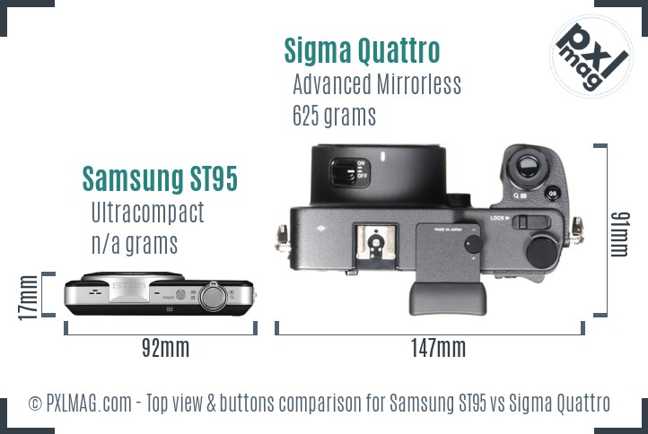 Samsung ST95 vs Sigma Quattro top view buttons comparison