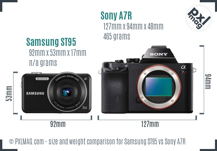 Samsung ST95 vs Sony A7R size comparison