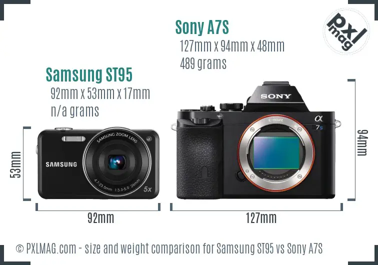 Samsung ST95 vs Sony A7S size comparison