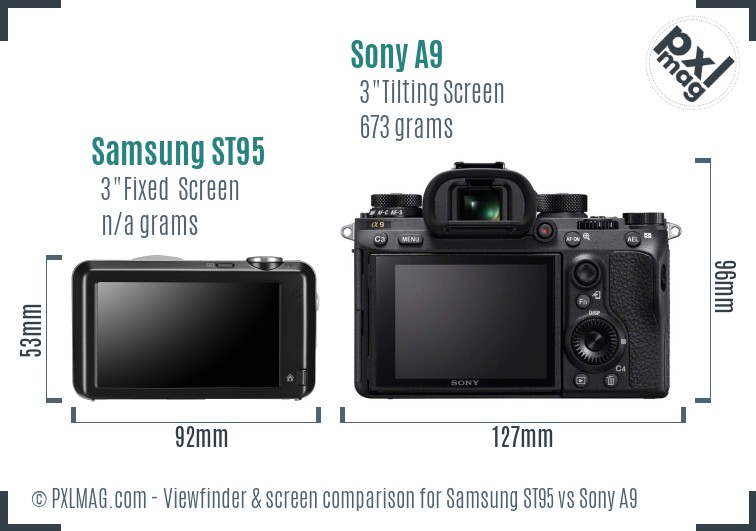 Samsung ST95 vs Sony A9 Screen and Viewfinder comparison