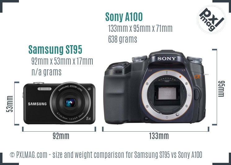 Samsung ST95 vs Sony A100 size comparison