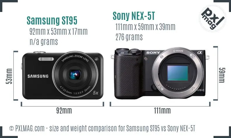 Samsung ST95 vs Sony NEX-5T size comparison