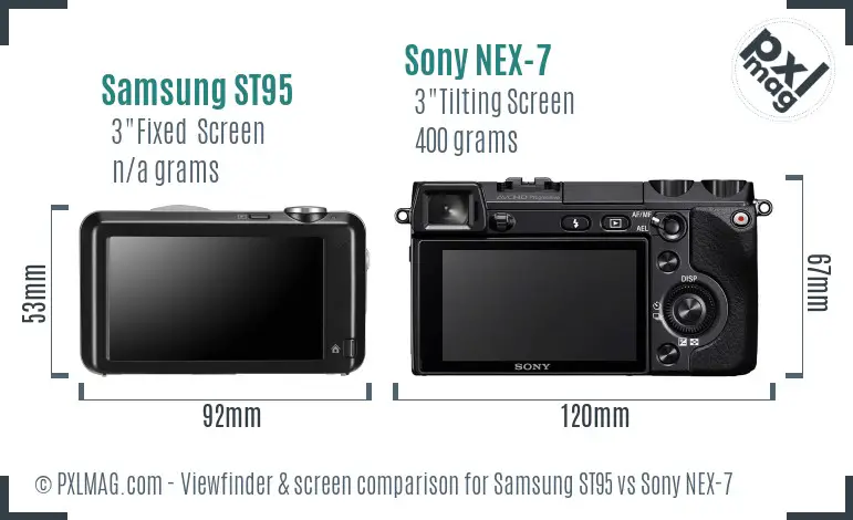 Samsung ST95 vs Sony NEX-7 Screen and Viewfinder comparison