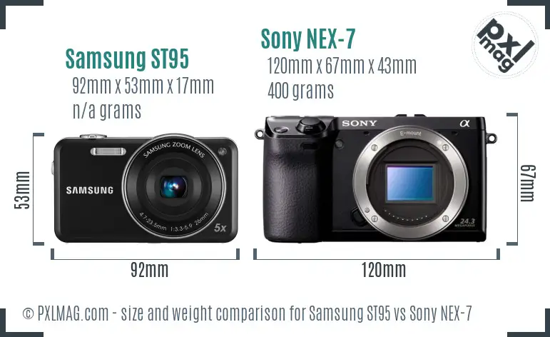 Samsung ST95 vs Sony NEX-7 size comparison