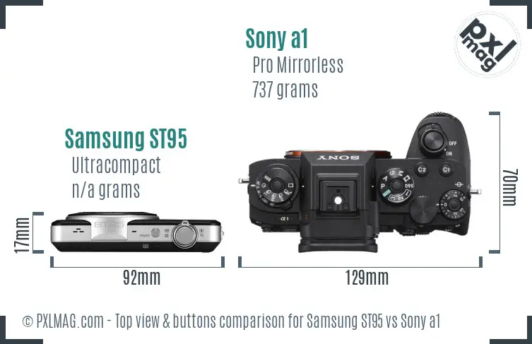 Samsung ST95 vs Sony a1 top view buttons comparison