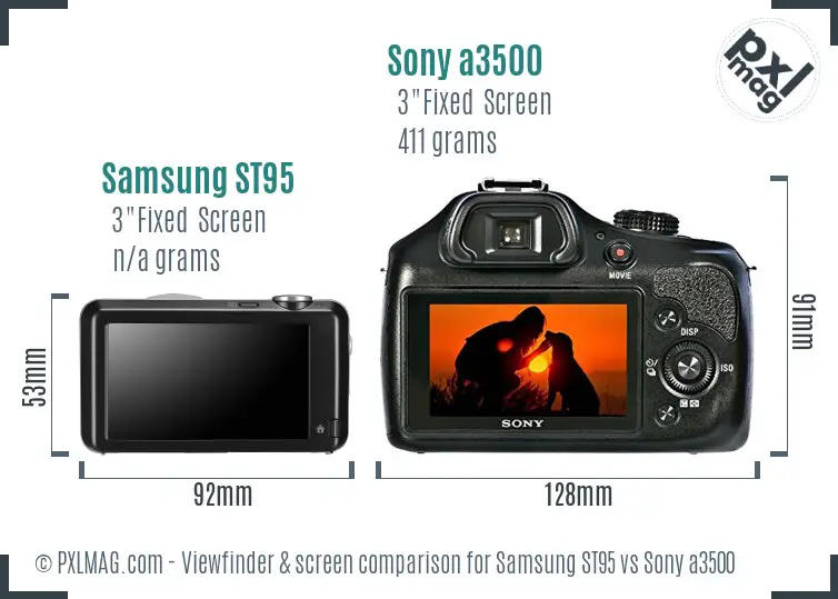 Samsung ST95 vs Sony a3500 Screen and Viewfinder comparison