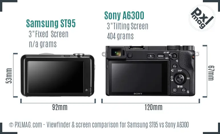 Samsung ST95 vs Sony A6300 Screen and Viewfinder comparison